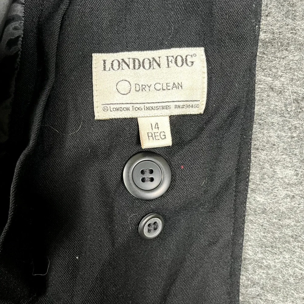 Vintage Made in USA London Fog Trench Coat Womens 14 Black Lined‎ Button